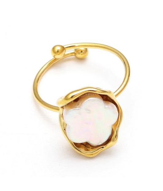 Anillo abierto con perla natural