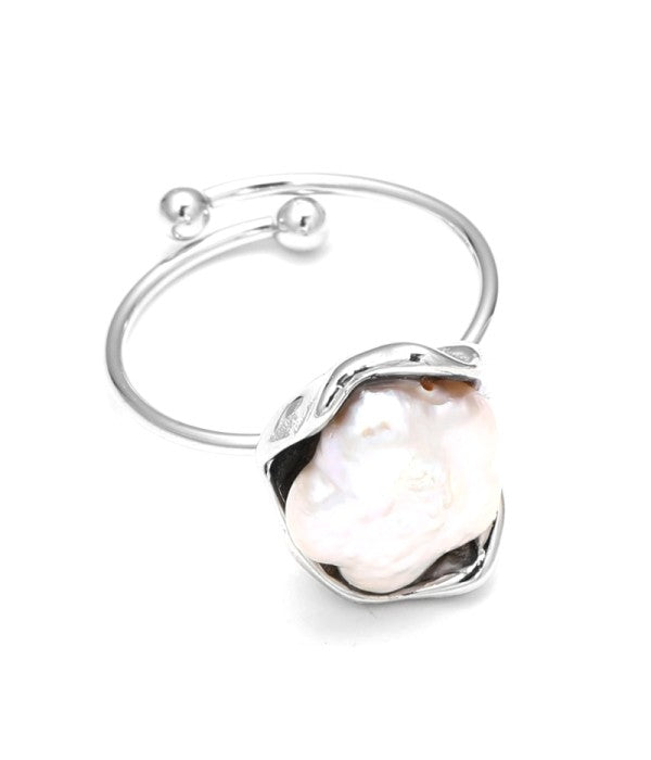 Anillo abierto con perla natural