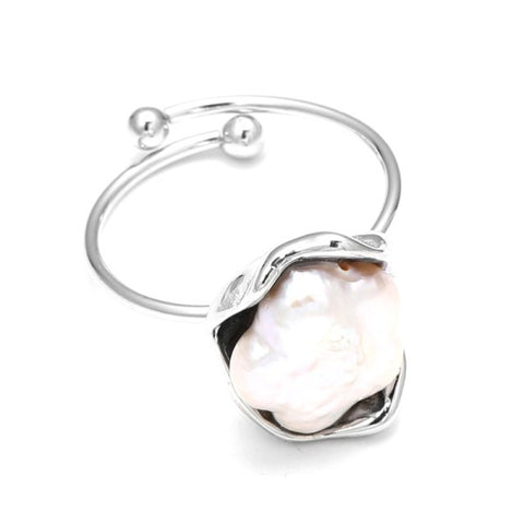 Anillo abierto con perla natural