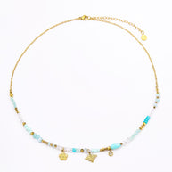 Colgante dorado piedras azules y abeja