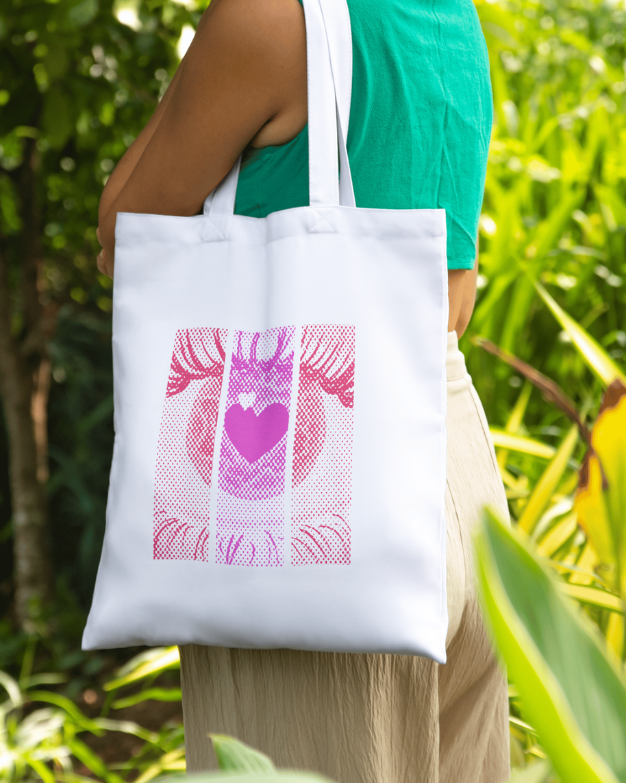 Tote bag ojo con corazón rosa