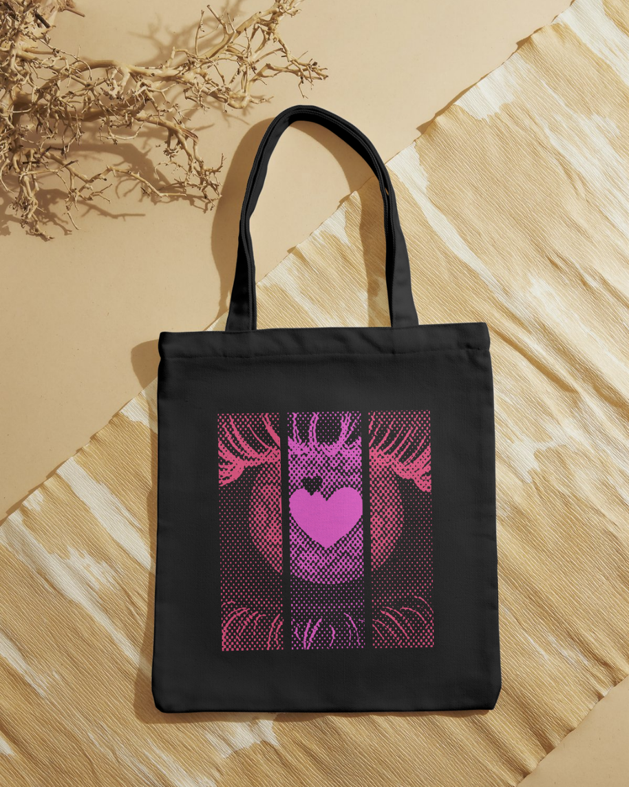 Tote bag ojo con corazón rosa