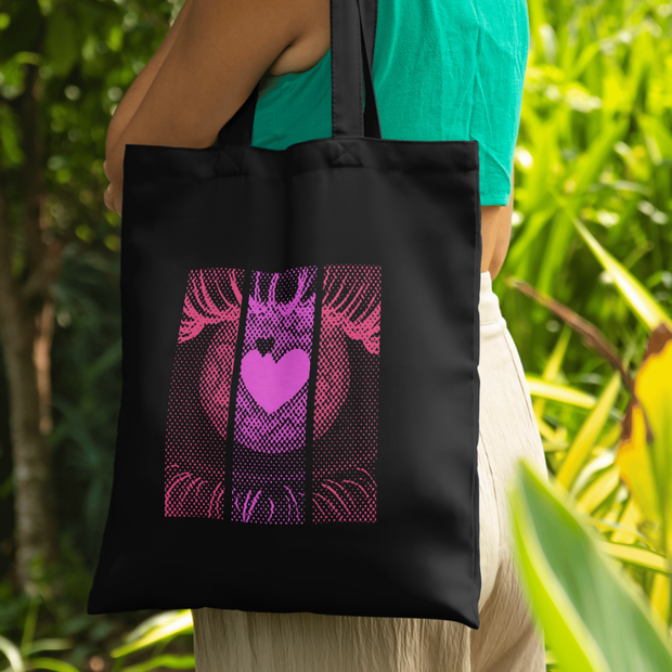 Tote bag ojo con corazón rosa