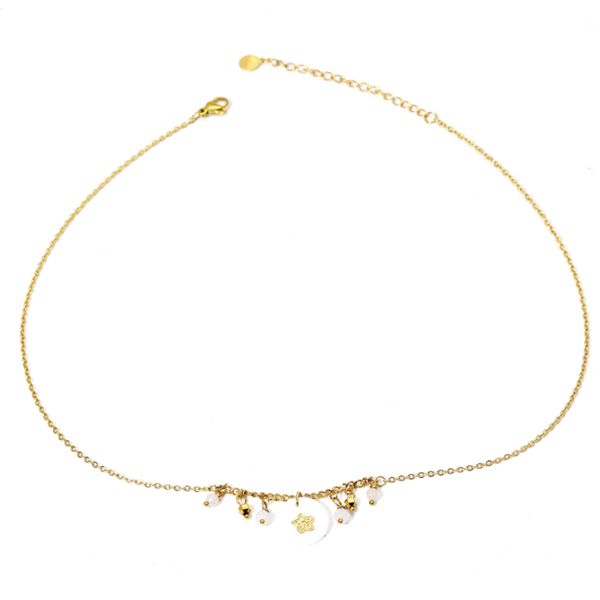 Colgante dorado cuentas blancas