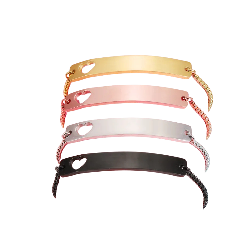 Pulseras rectangulares con corazón personalizable