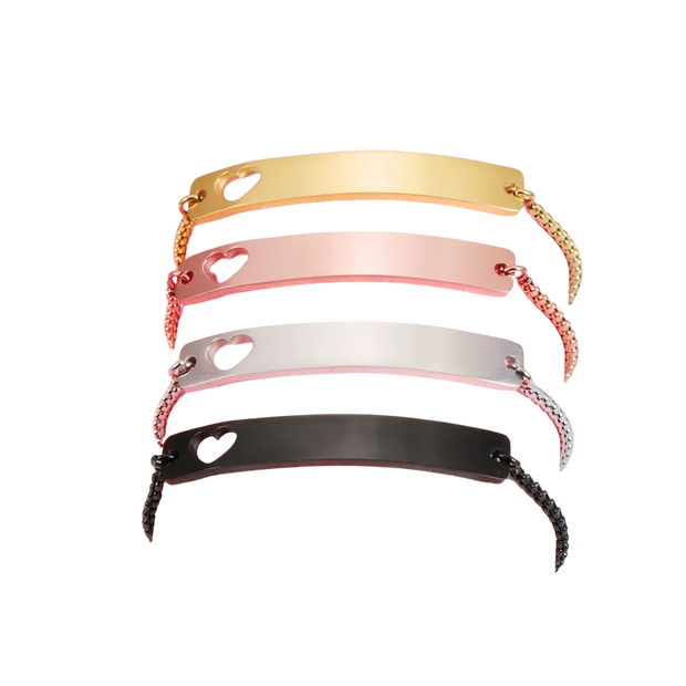 Pulseras rectangulares con corazón personalizable