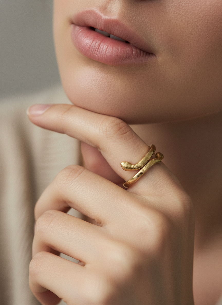 Anillo dorado con diseño de serpiente