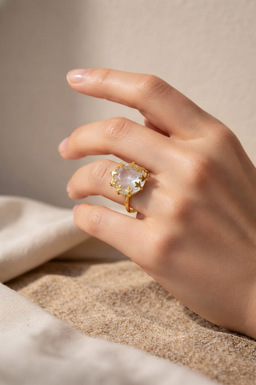 Anillo dorado abierto circular