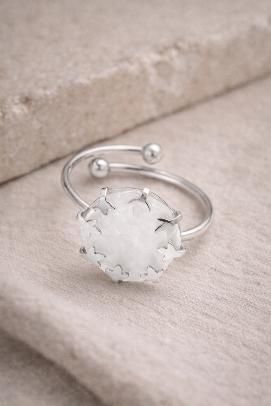 Anillo abierto plateado