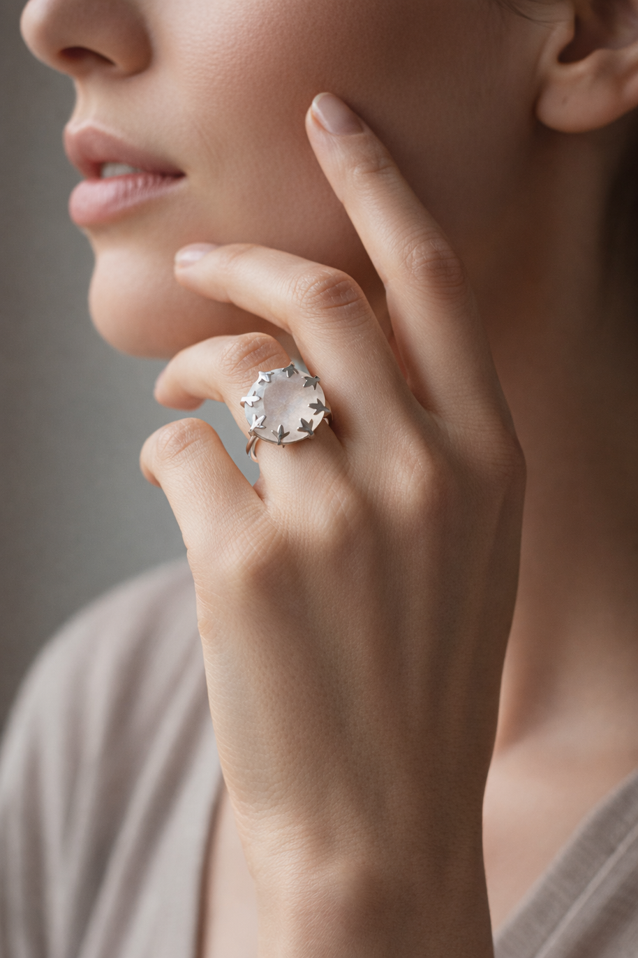 Anillo abierto plateado