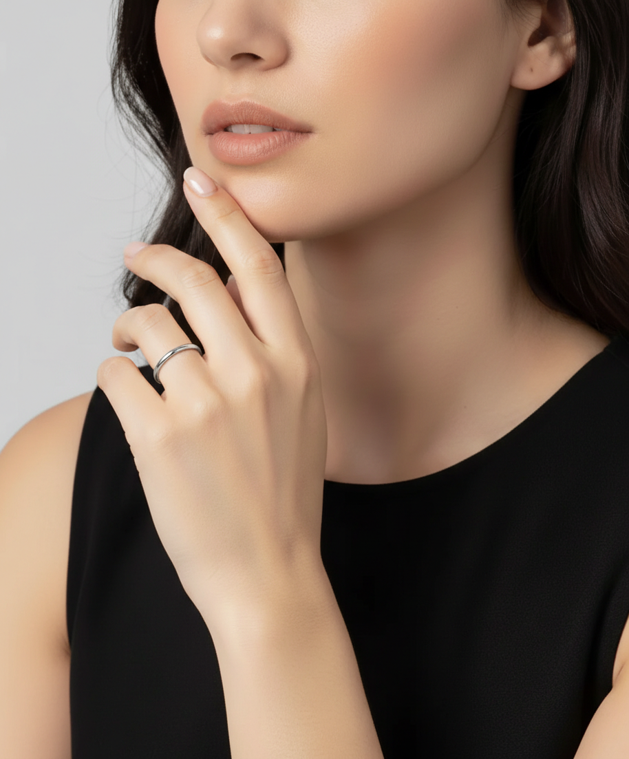 Anillo alianza plateada