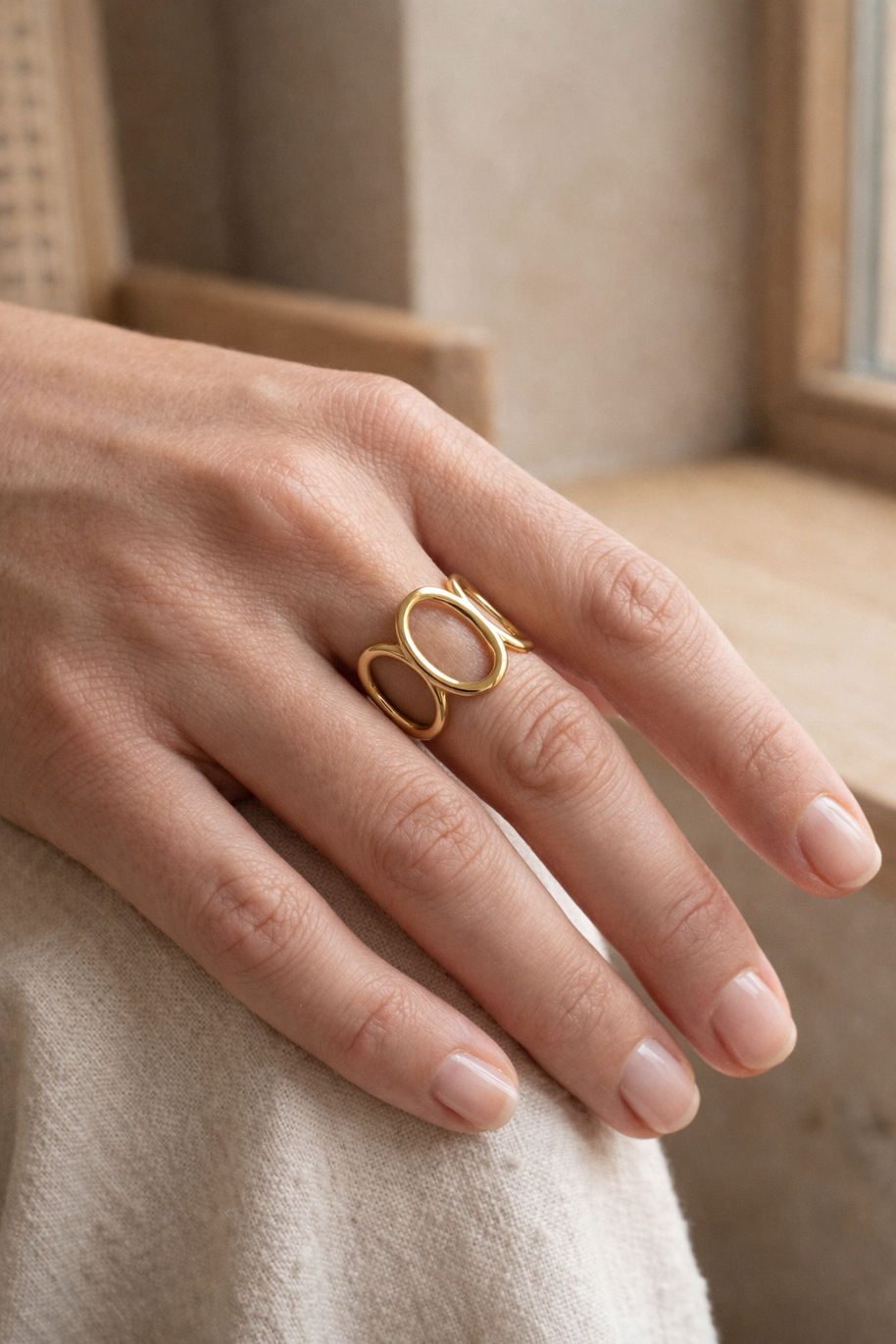 Anillo triple aro dorado