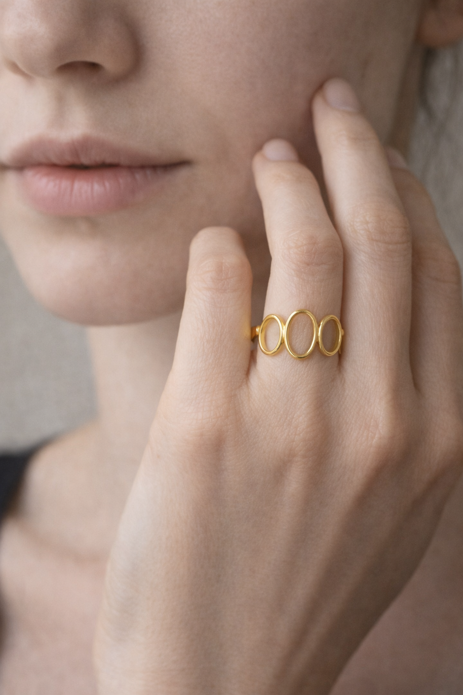 Anillo triple aro dorado