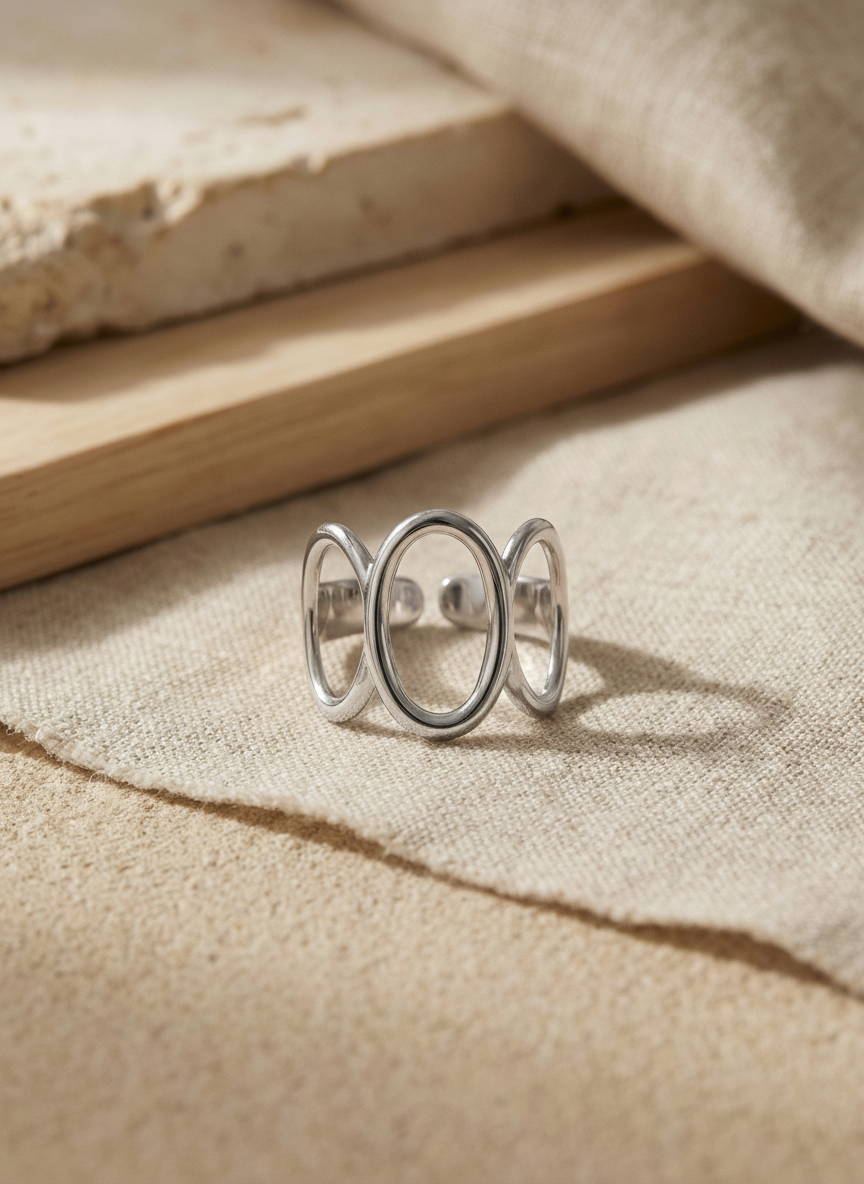 Anillo triple aro plateado