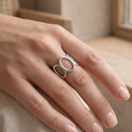 Anillo triple aro plateado