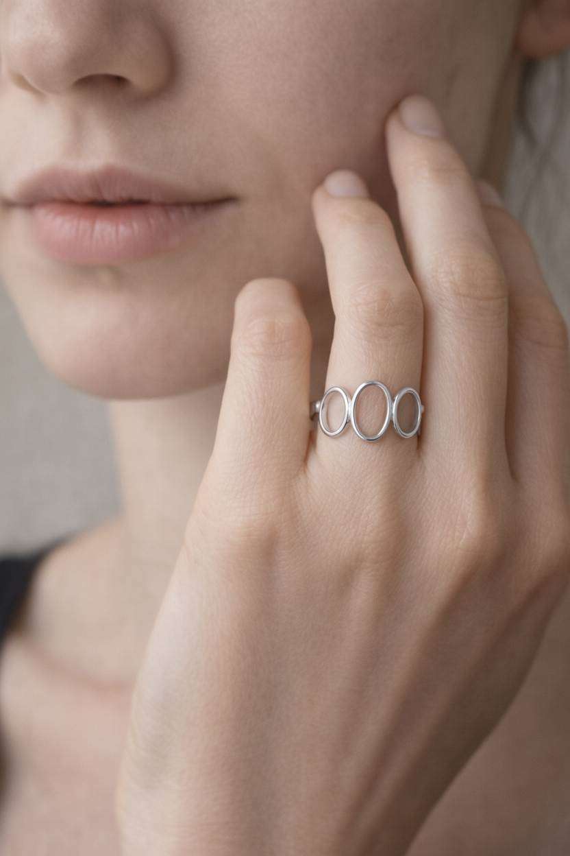 Anillo triple aro plateado