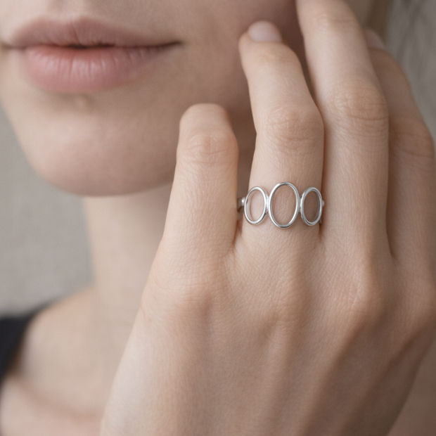 Anillo triple aro plateado