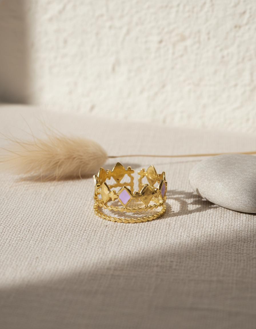 Anillo triple dorado corona