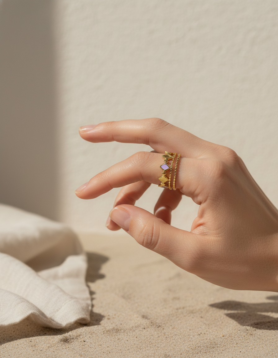 Anillo triple dorado corona