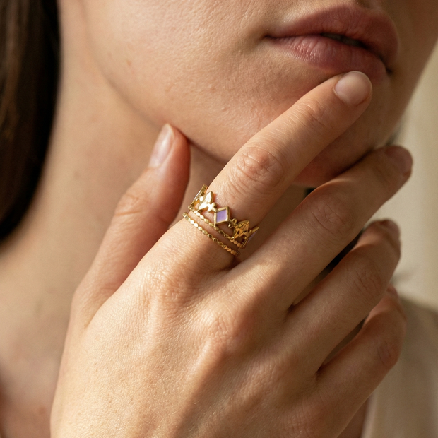 Anillo triple dorado corona