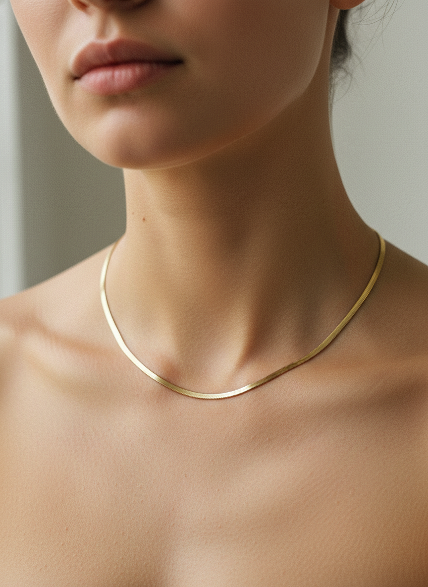 Collar dorado de cadena tipo serpiente