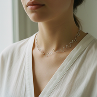 Collar rígido plateado con diseño ondulado