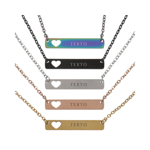 Collares rectangulares con corazón personalizable