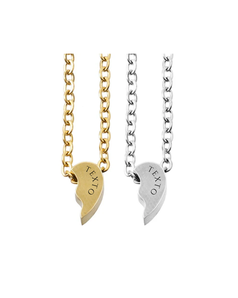 Collares medalla corazón partido pequeño personalizables
