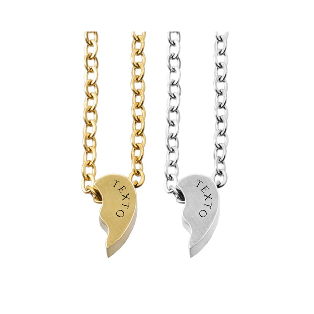 Collares medalla corazón partido pequeño personalizables