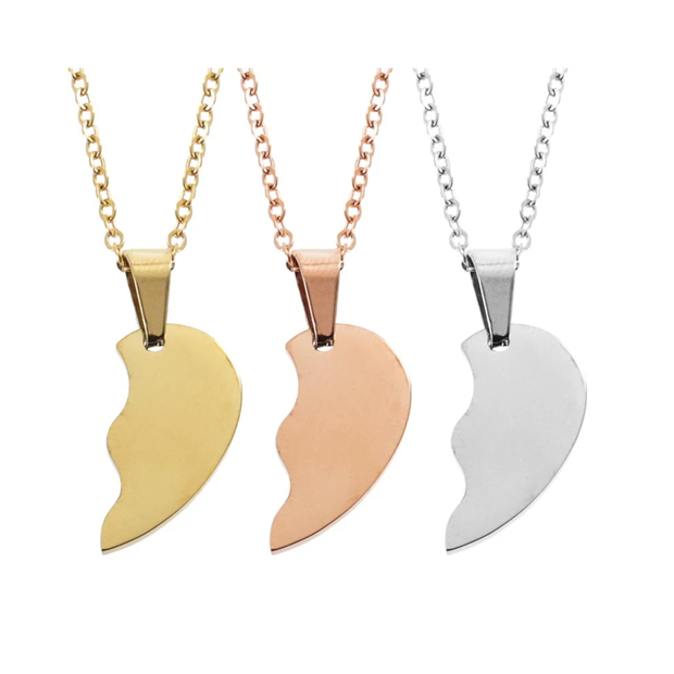 Collares medalla corazón partido personalizables