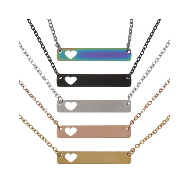 Collares rectangulares con corazón personalizable