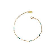 Pulsera dorada piedras jaspeadas verdes