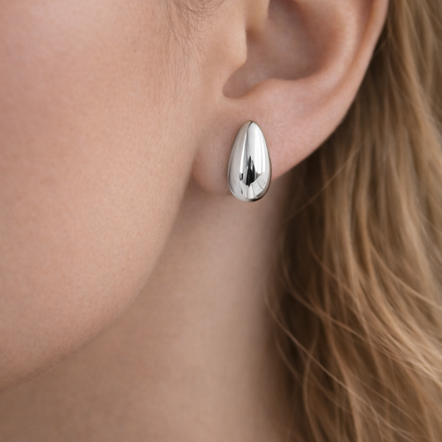 Pendientes plateados gota