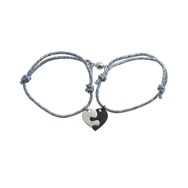 Pulseras cordón pieza puzzle corazón personalizables