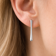 Pendientes barra plateada