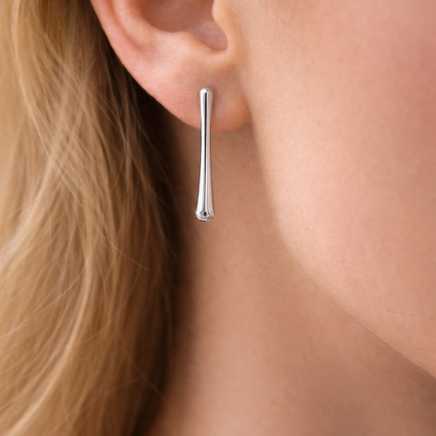 Pendientes barra plateada