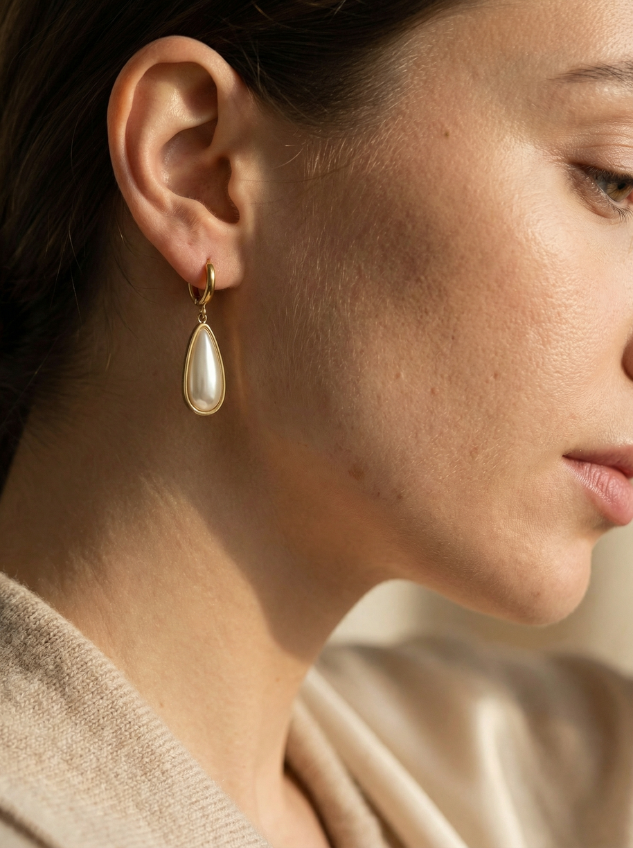 Pendientes dorados de perla