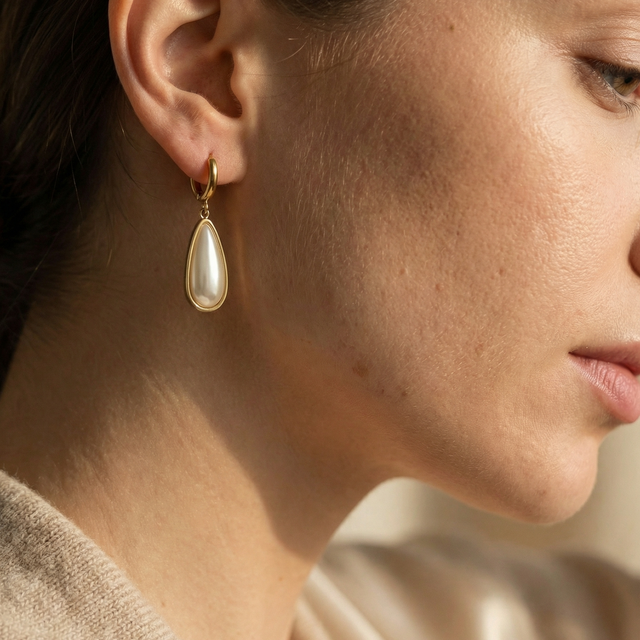 Pendientes dorados de perla