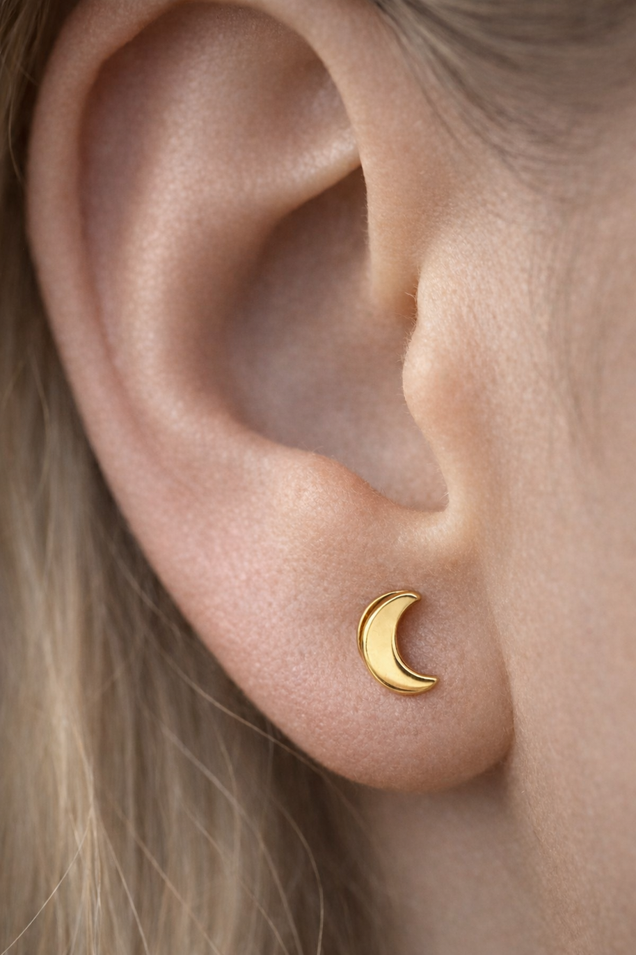 Pendientes luna dorada