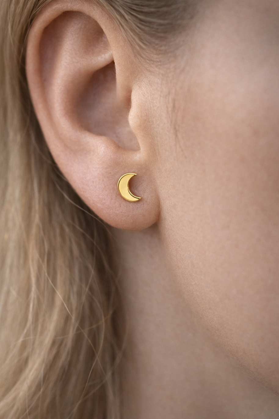 Pendientes luna dorada