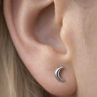 Pendientes luna plateada