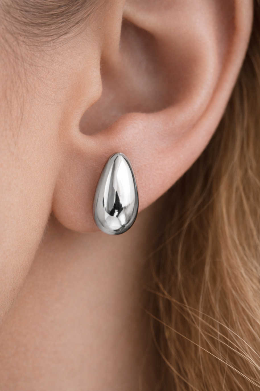 Pendientes plateados gota