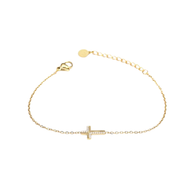Pulsera dorada con cruz y circonitas