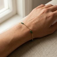 Pulsera dorada piedras jaspeadas verdes