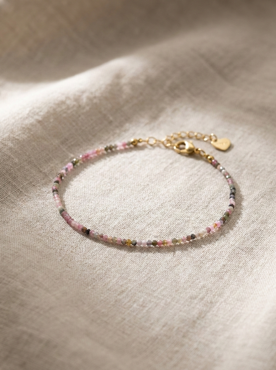 Pulsera dorada piedras multicolores