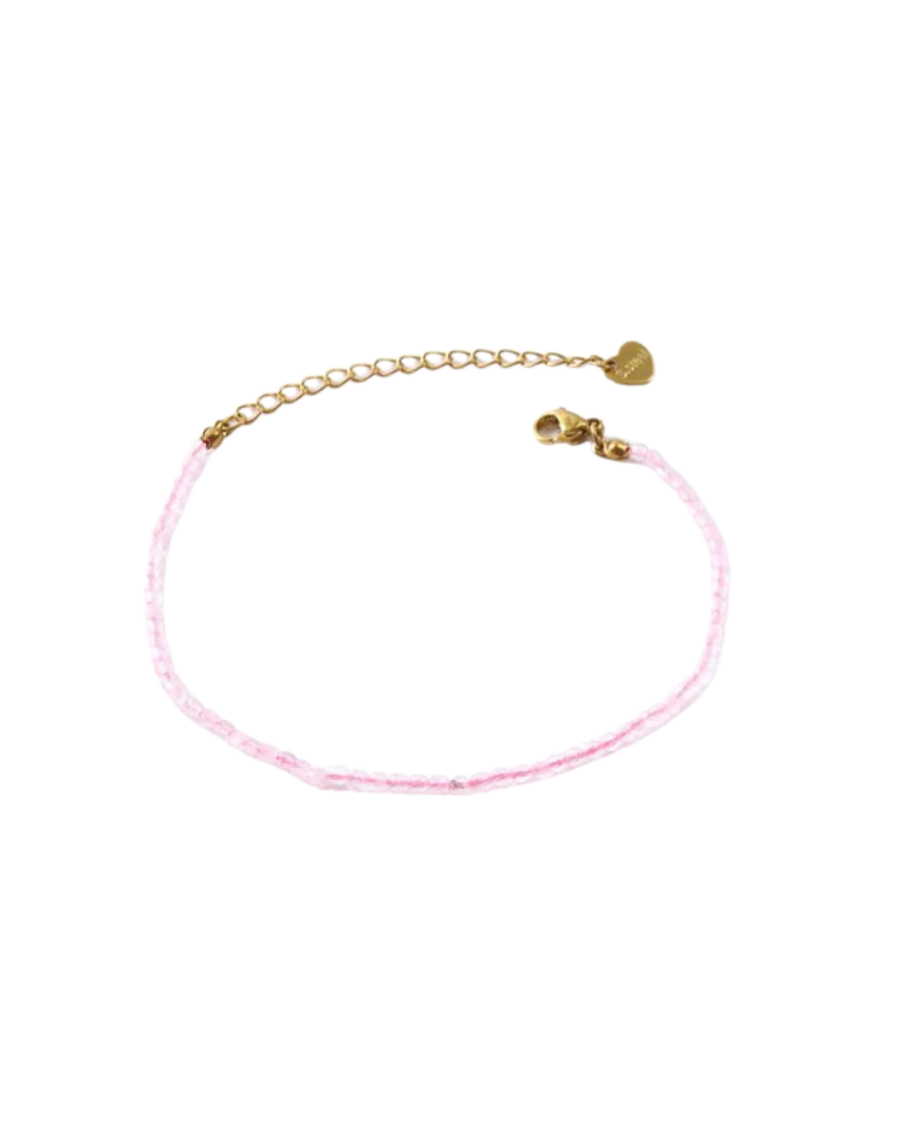 Pulsera dorada piedras rosas