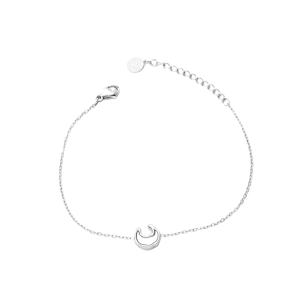 Pulsera plateada con luna y nácar