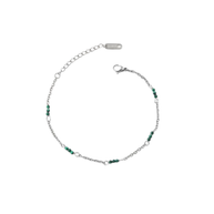 Pulsera plateada piedras jasteadas verdes