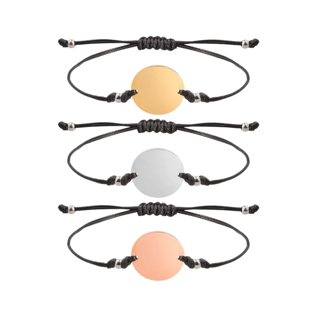 Pulseras medalla redonda con cordón personalizables