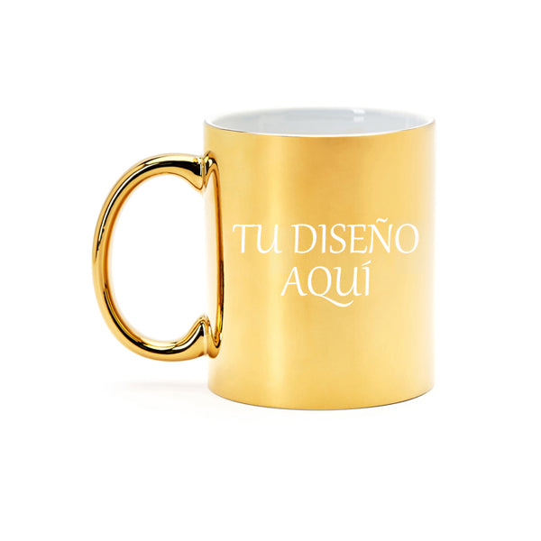 Taza efecto espejo dorada personalizable
